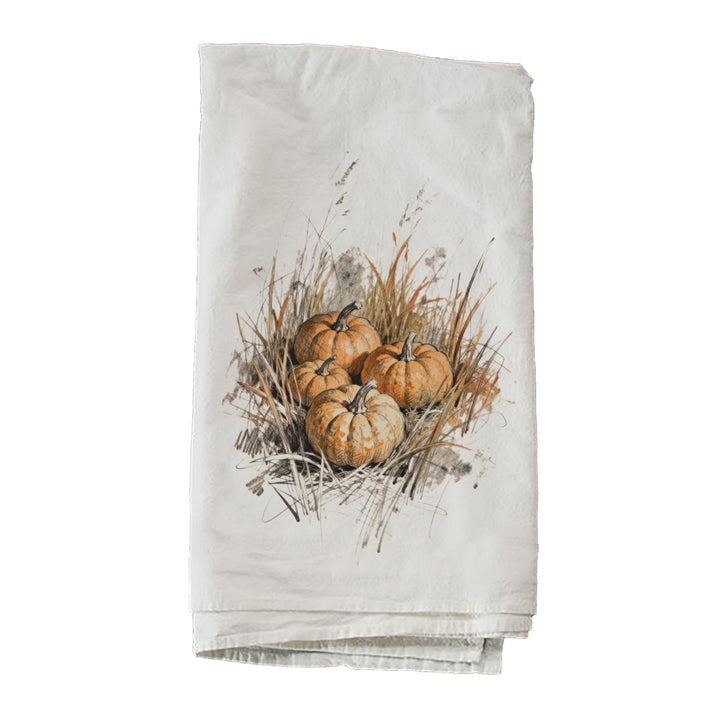 Pumpkins In Grass Towel