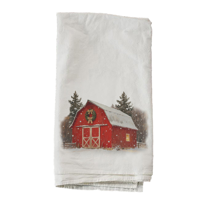 Red Holiday Barn Towel