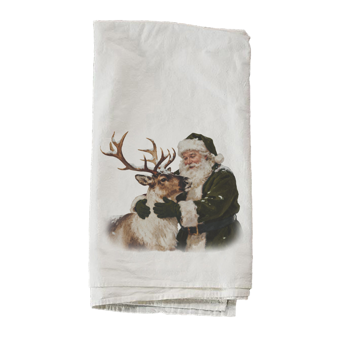 Santa And Reindeer Hug Towel