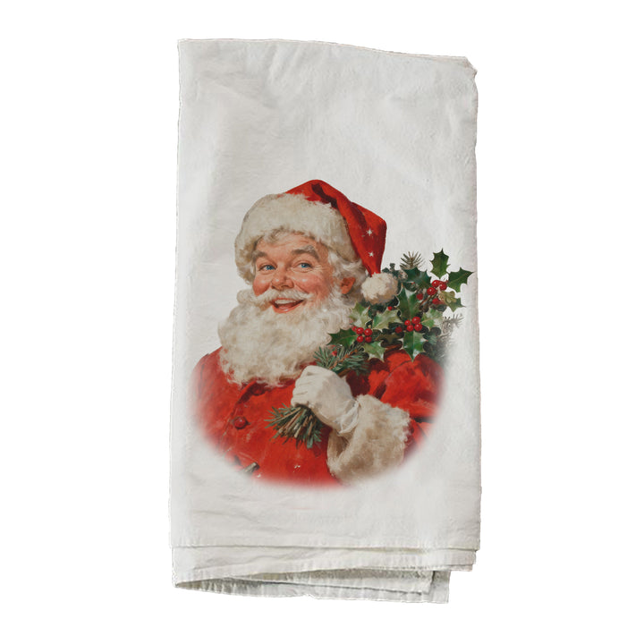 Santa With Holly Towel