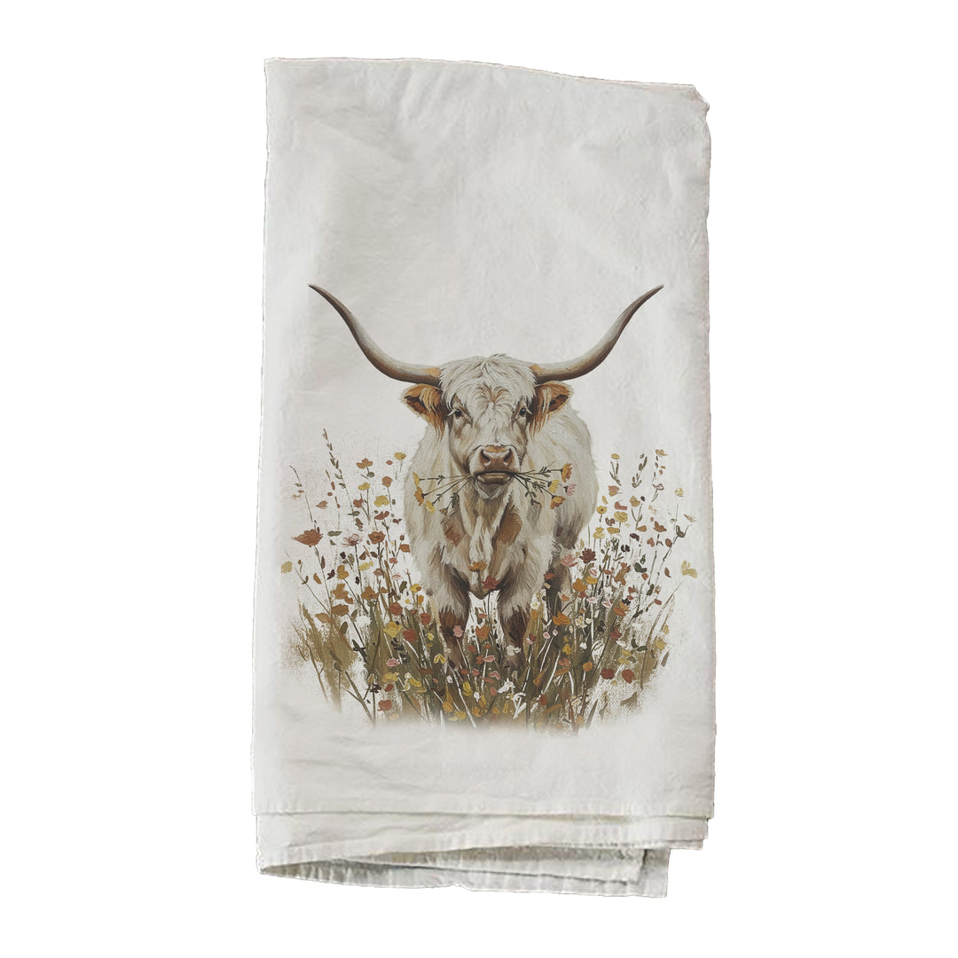 White Longhorn In Pasture Towel