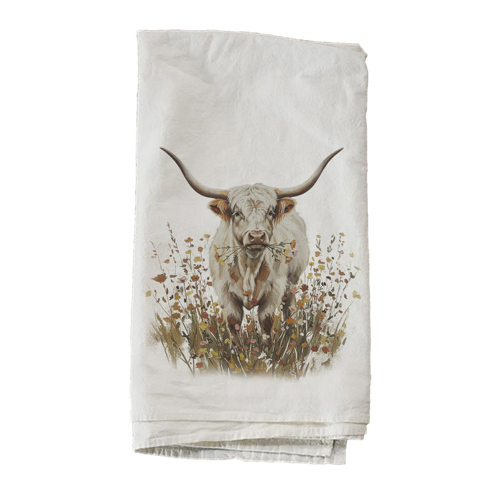 White Longhorn In Pasture Towel