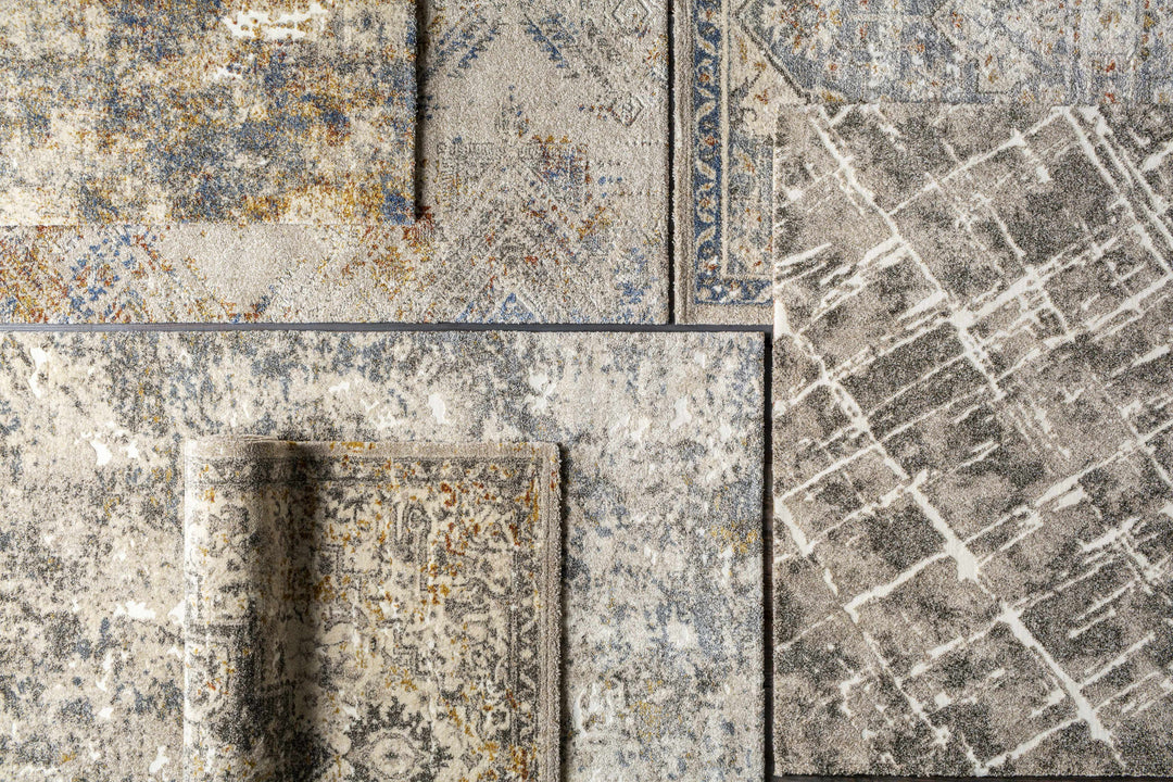 Close-up of patterned tiles in various shades of gray and brown.

Stockwell Thick Luxe Rug