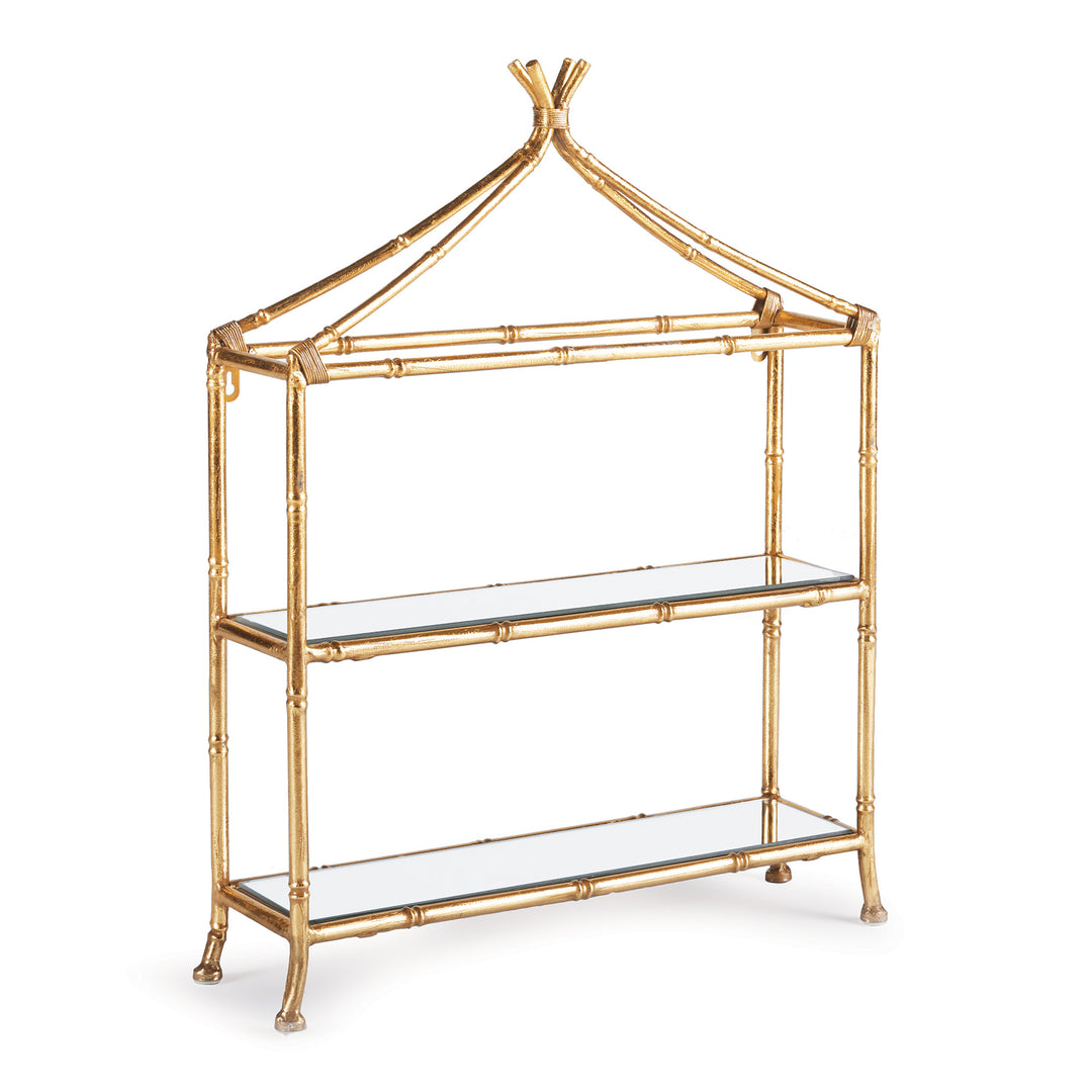 DAPHNE 2-TIER CURIO SHELF - Gold / Mirrored Glass