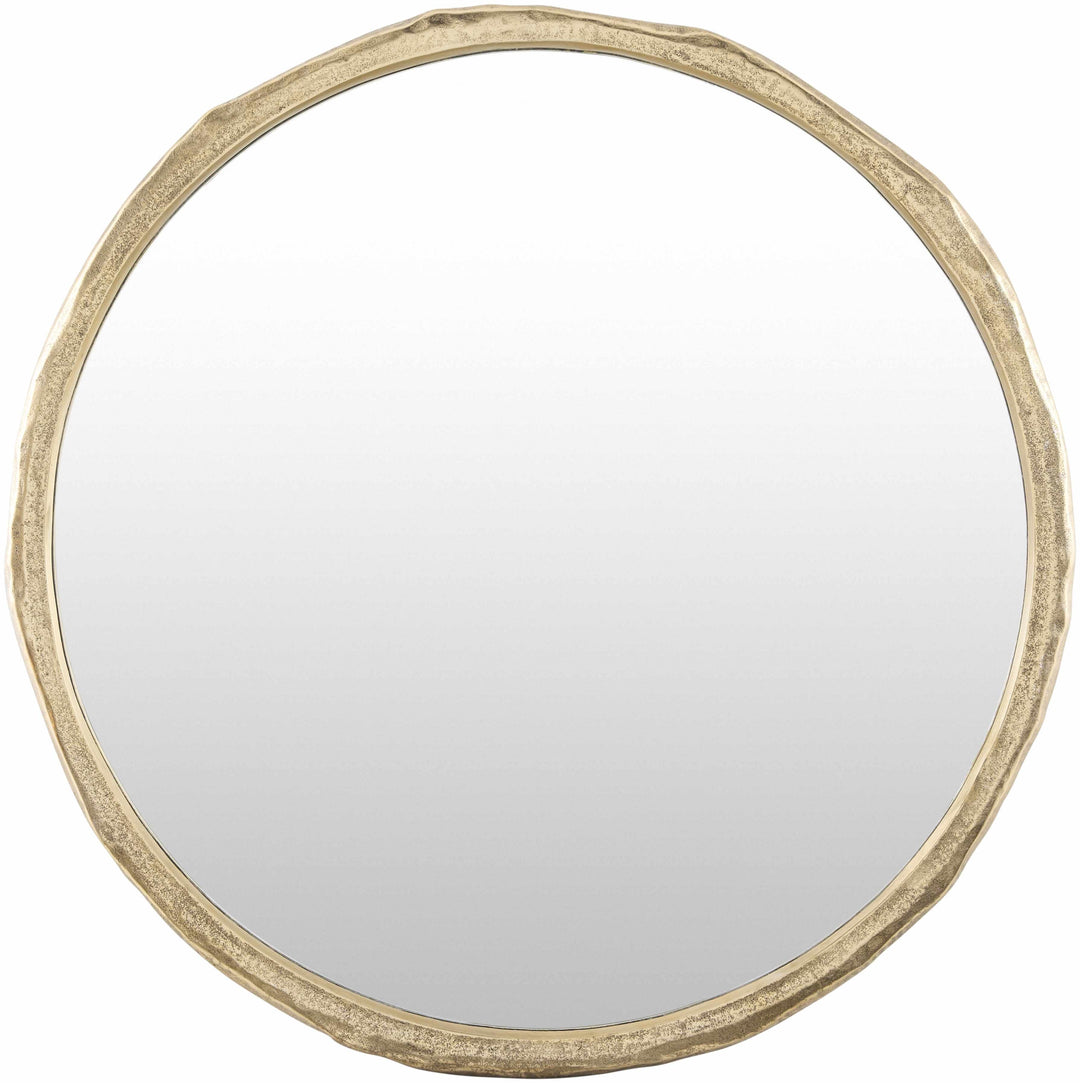 Round mirror with a gold frame on a white background

Vallelado Gold Accent Mirror