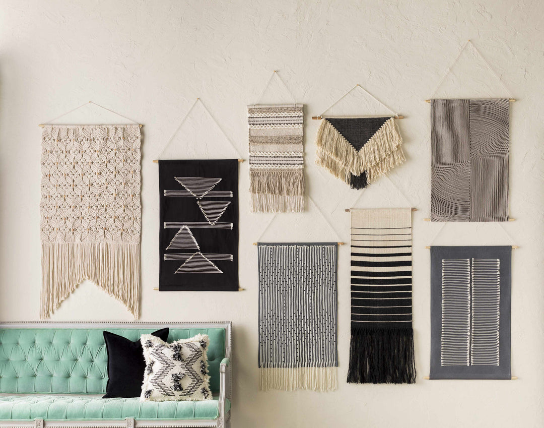 Mansura Gray and White Patterned Wall Hanging