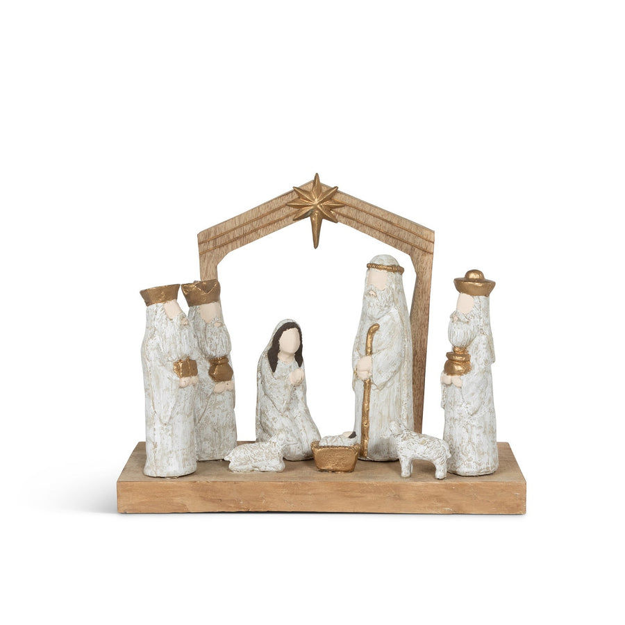 Nativity Scene Carved Wooden Sculpture