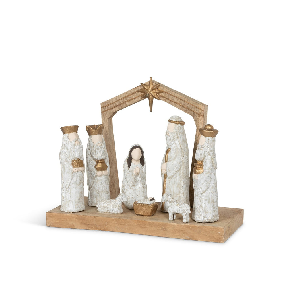 Nativity Scene Carved Wooden Sculpture