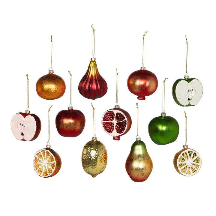 Christmas Fruit Ornaments, Set of 12