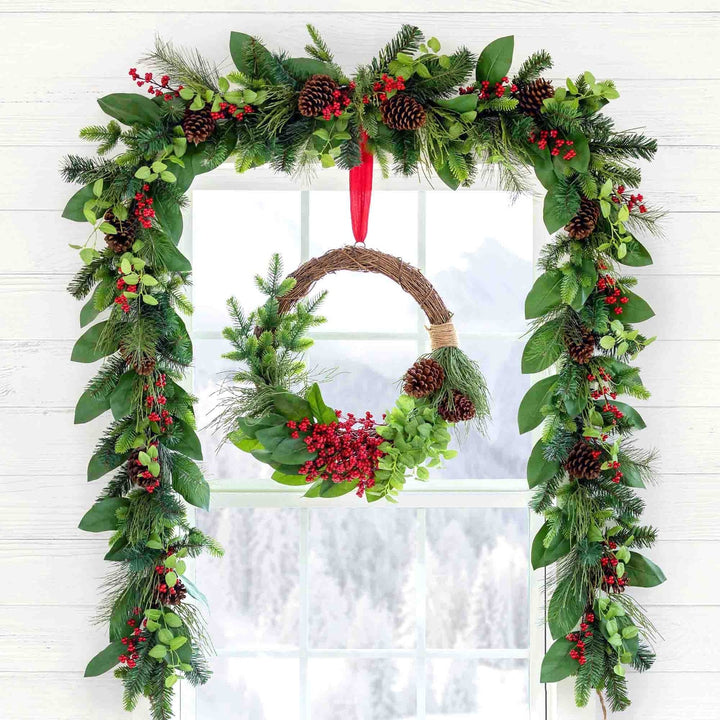 Winter Foliage and Berry Layered Vine Wreath