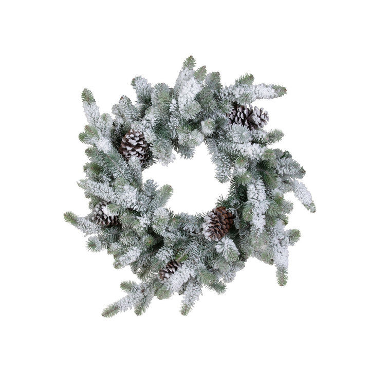 Blue Spruce Wreath with LED Lights, Large with Snow