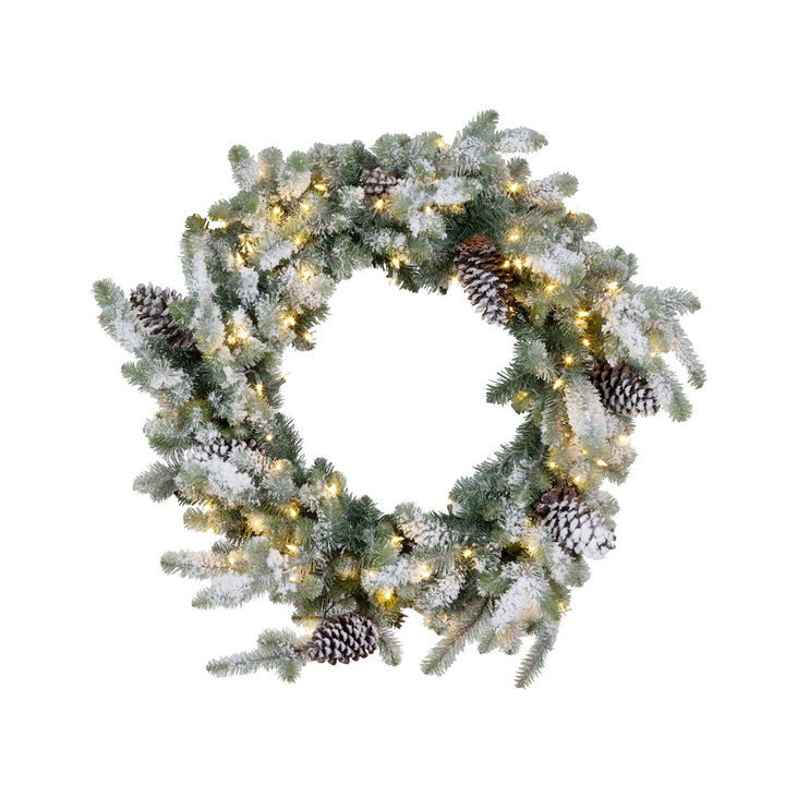 Blue Spruce Wreath with LED Lights, Extra-Large with Snow