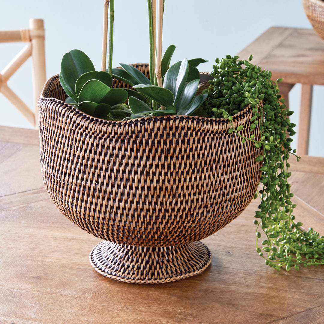 Burma Rattan Footed Cachepot