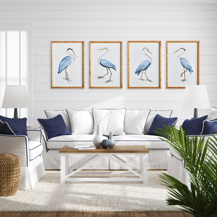 Elegant Blue Heron Prints, Set Of 4