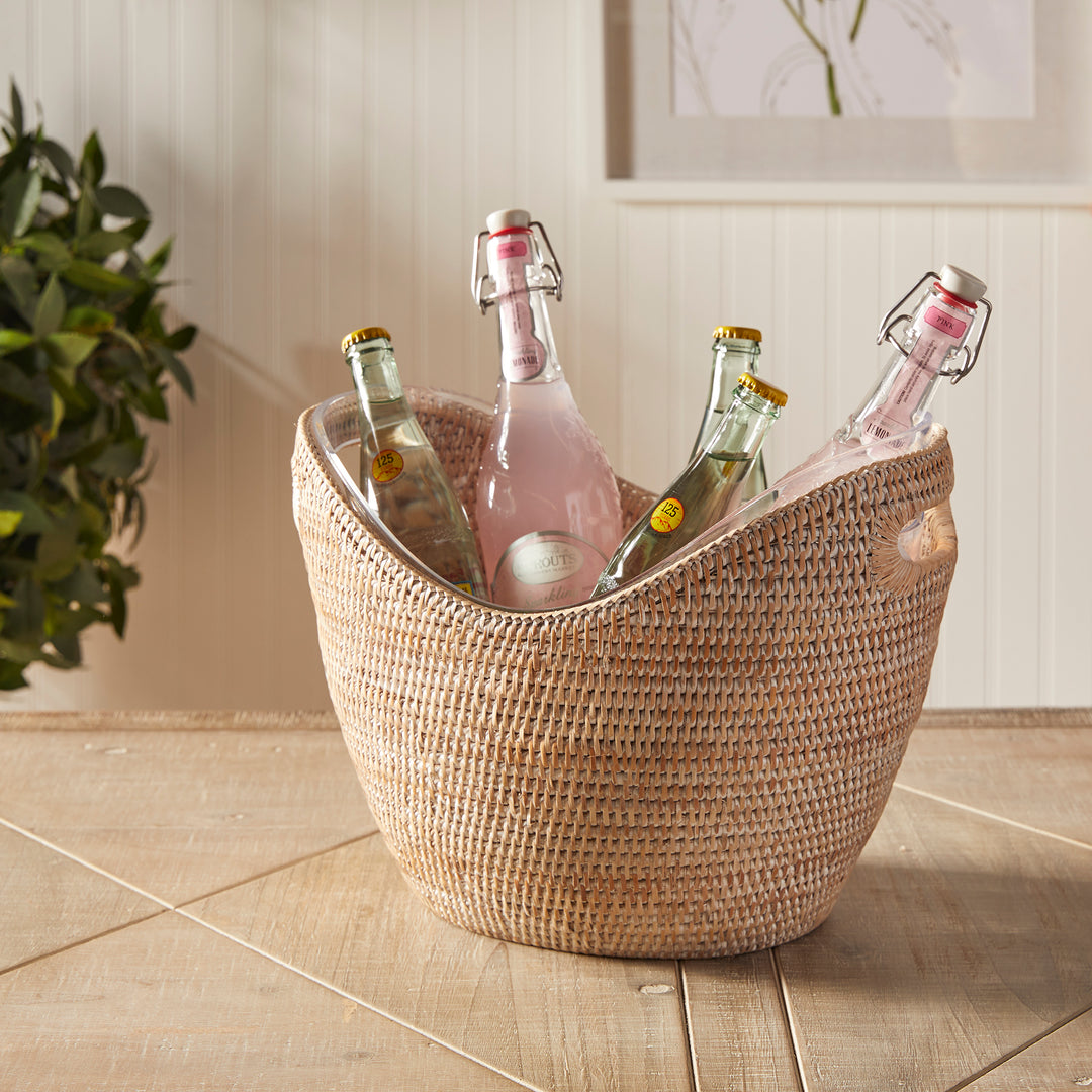 Burma Rattan Beverage Tub Large, White