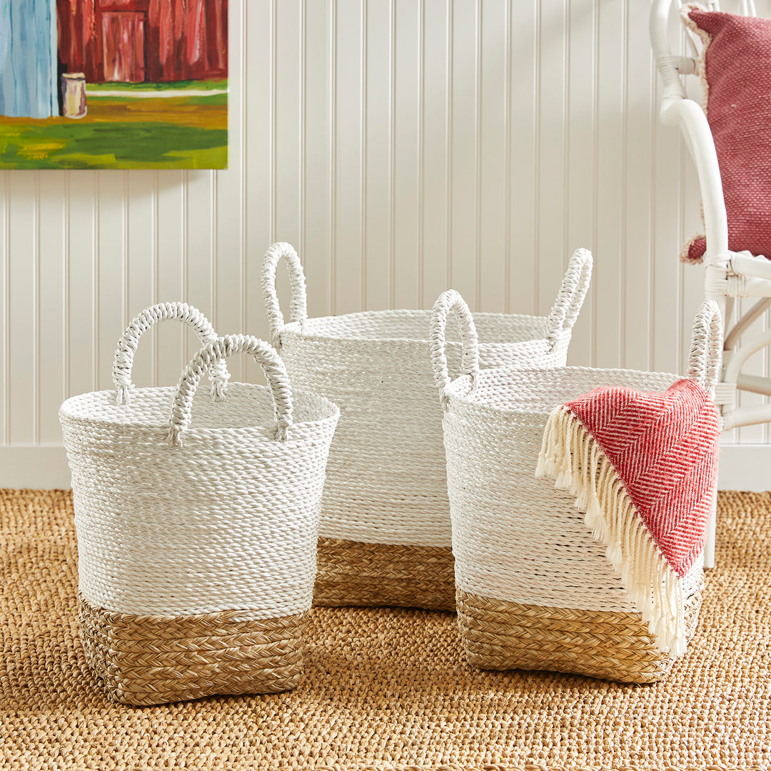 Madura Market Baskets, Set Of 3, White