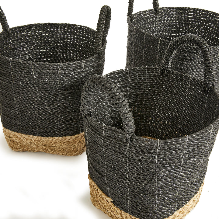 Madura Market Baskets, Set Of 3, Black