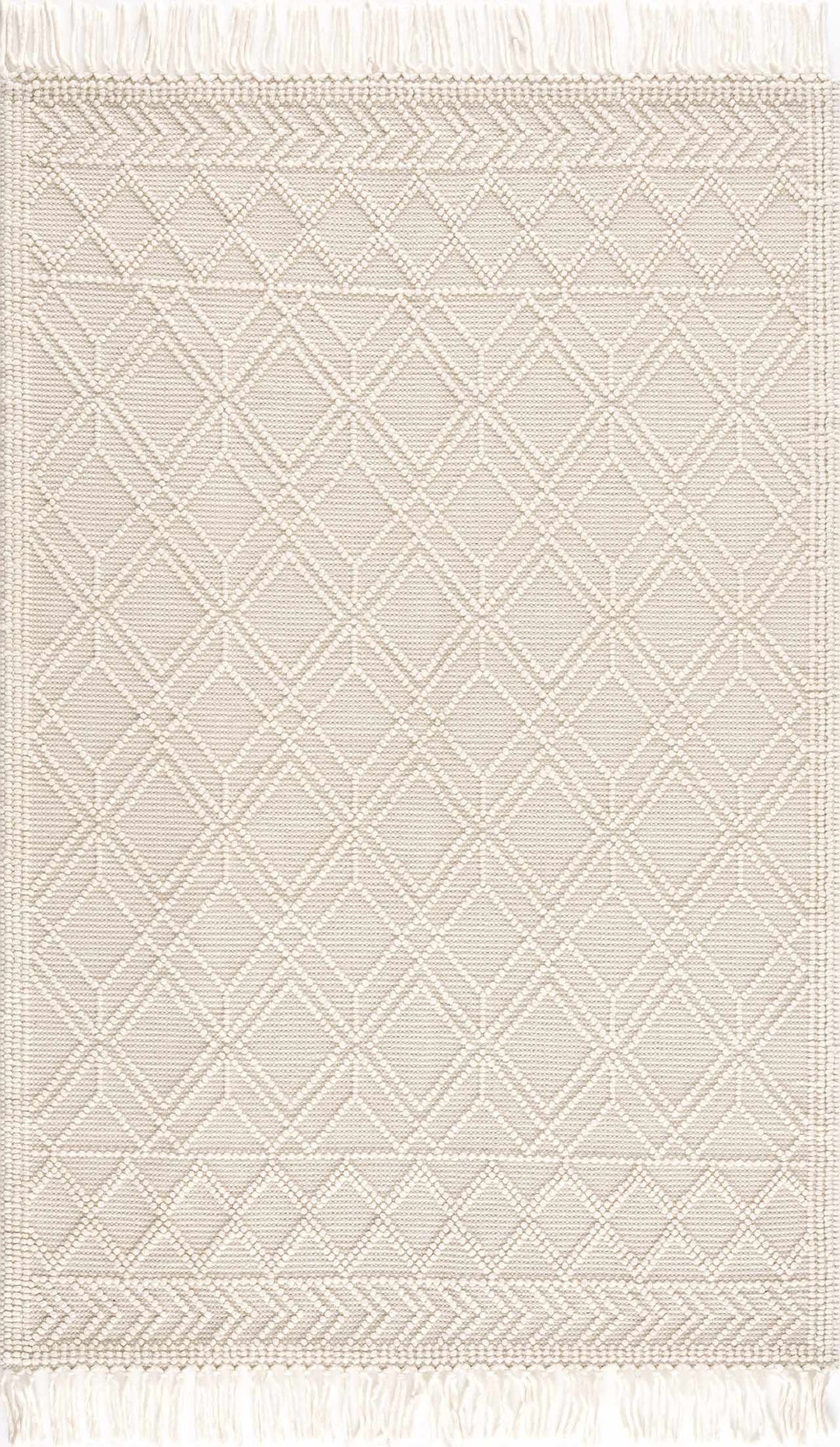 Ramsbury Beige Trellis Wool Rug