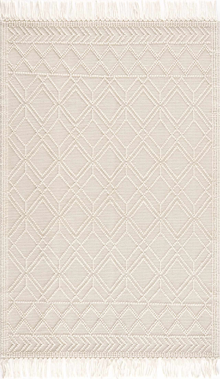 Ramsbury Beige Trellis Wool Rug