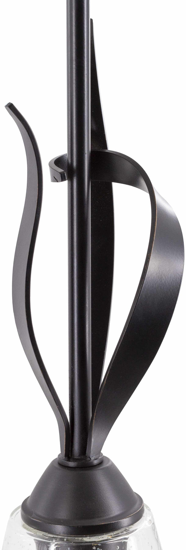 Decorative black metal lamp with a clear glass base on a white background

Collinswood Ceiling Light