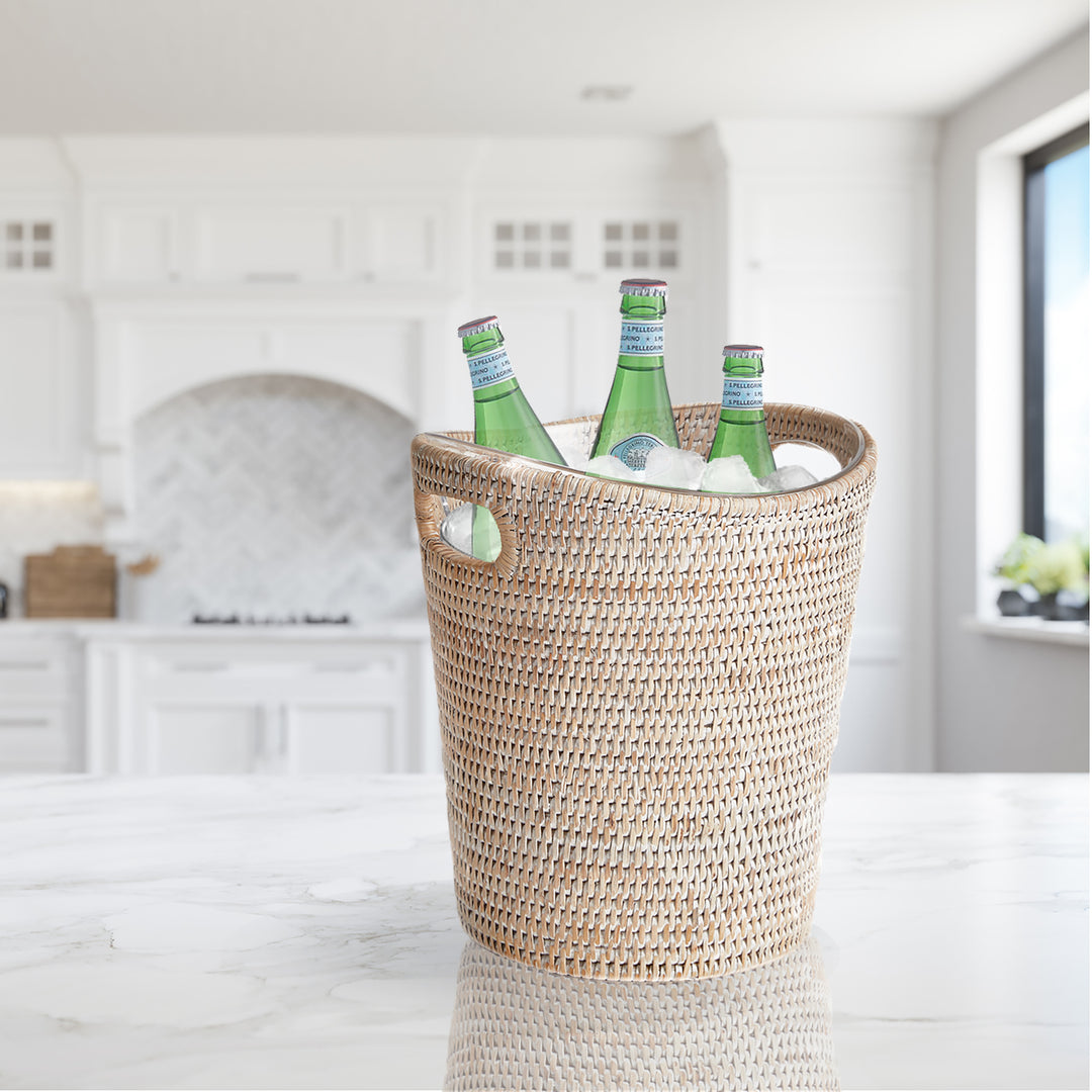 Burma Rattan Beverage Tub Small, White