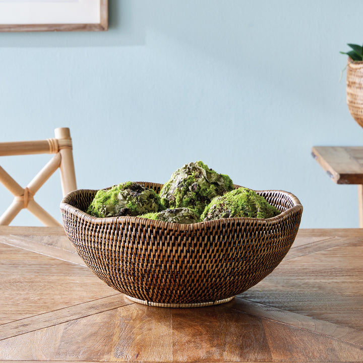 Burma Rattan Scalloped Edge Bowl, Brown