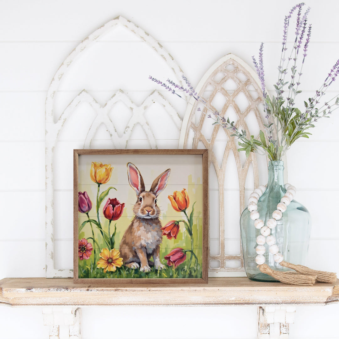 Brown Bunny In Tulips