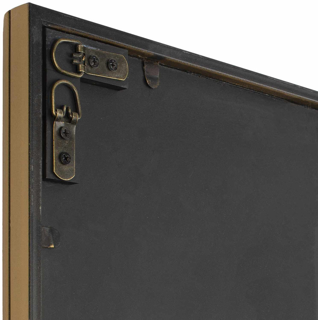 Close-up of a black painting with gold frame and hardware

Doyong Mirror