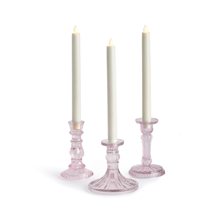 Estella Taper Holders Small, Set Of 3, Pink