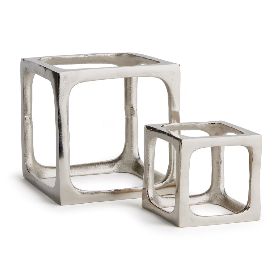 Cubist Sculptures, Set Of 2, Silver