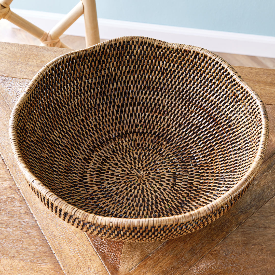 Burma Rattan Scalloped Edge Bowl, Brown