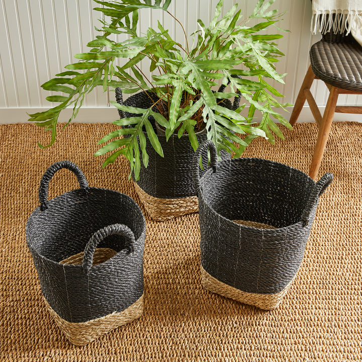 Madura Market Baskets, Set Of 3, Black