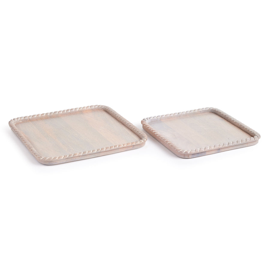 Langley Square Trays, Set Of 2, White