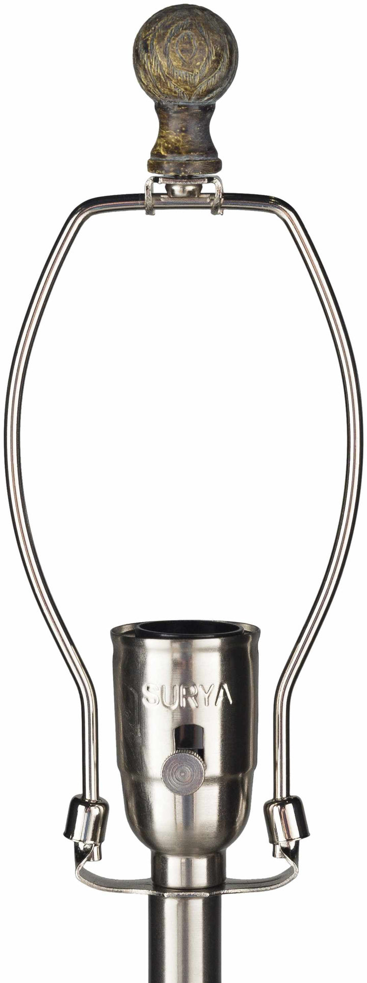 Metallic lamp with 'Surya' branding on a white background

