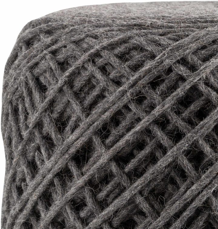 Moapa Charcoal Wool Pouf