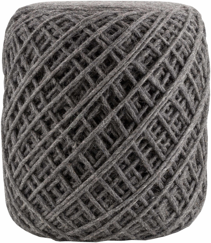 Moapa Charcoal Wool Pouf