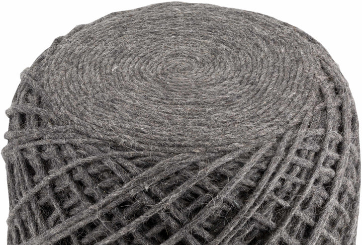 Moapa Charcoal Wool Pouf