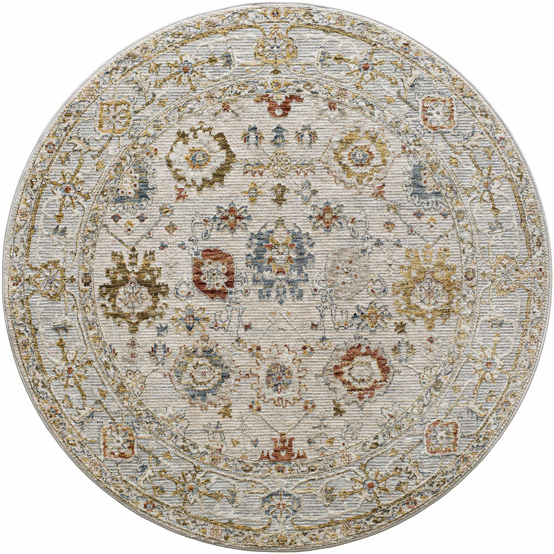 Round decorative rug with intricate patterns on a white background

Mogul Luxe Oushak Rug