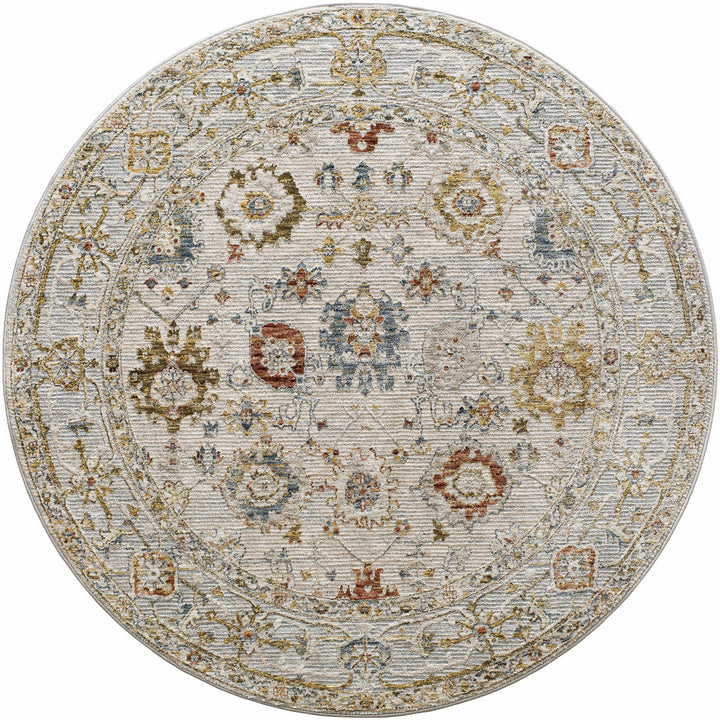 Round decorative rug with intricate patterns on a white background

Mogul Luxe Oushak Rug
