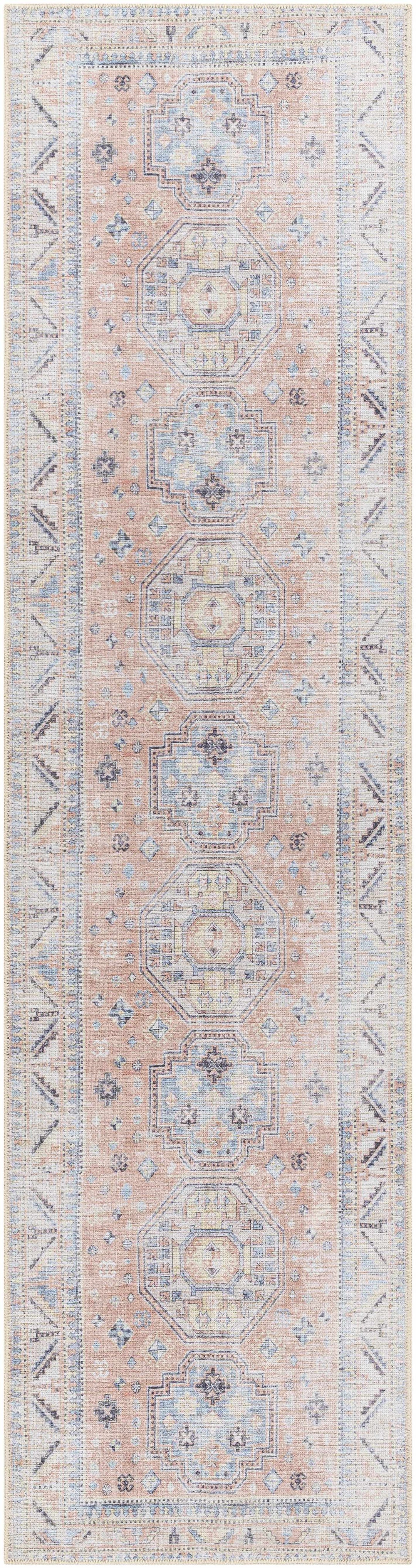 Morcott Peach Washable Area Rug