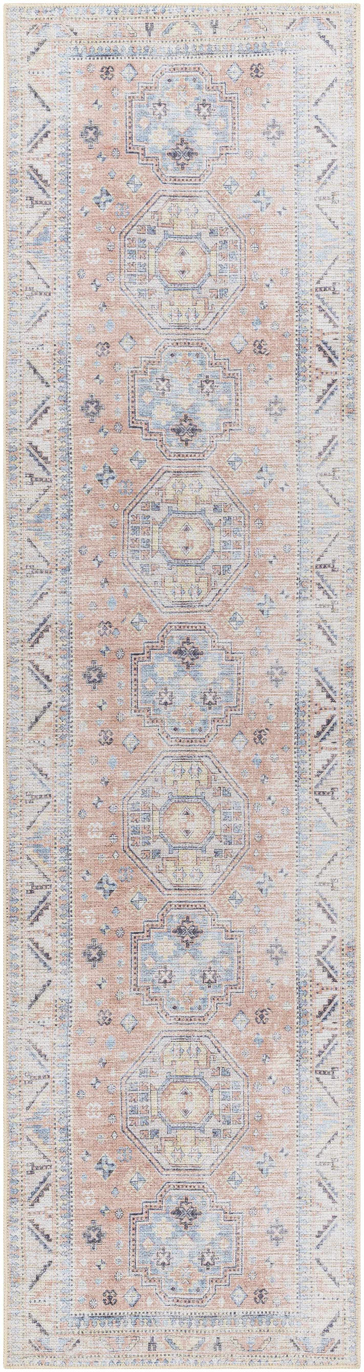 Morcott Peach Washable Area Rug