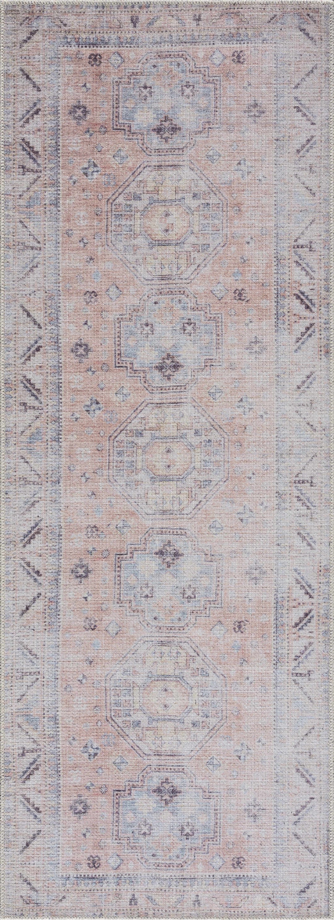 Morcott Peach Washable Area Rug