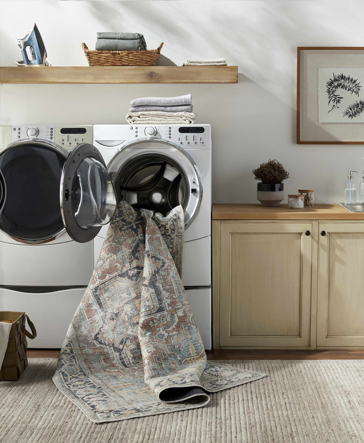 Green Nisa Tumble Dry Washable Rug