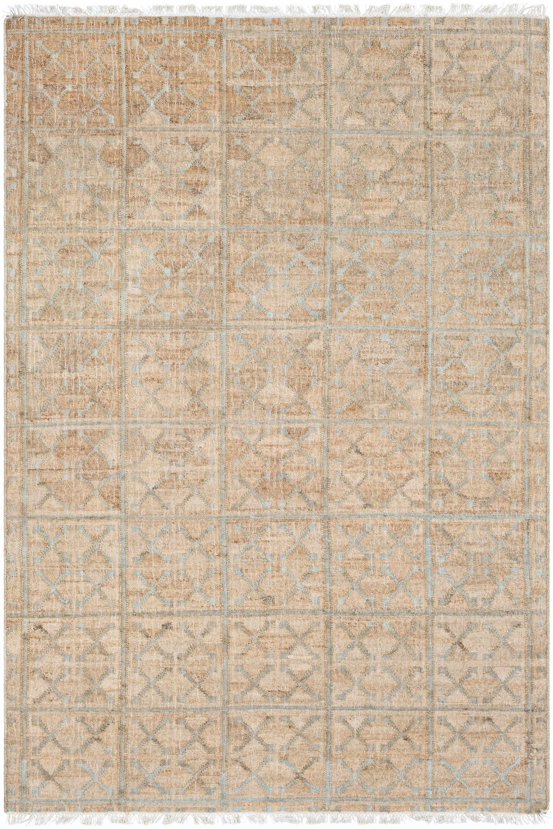 Rice Dusty Sage Fringed Jute Carpet