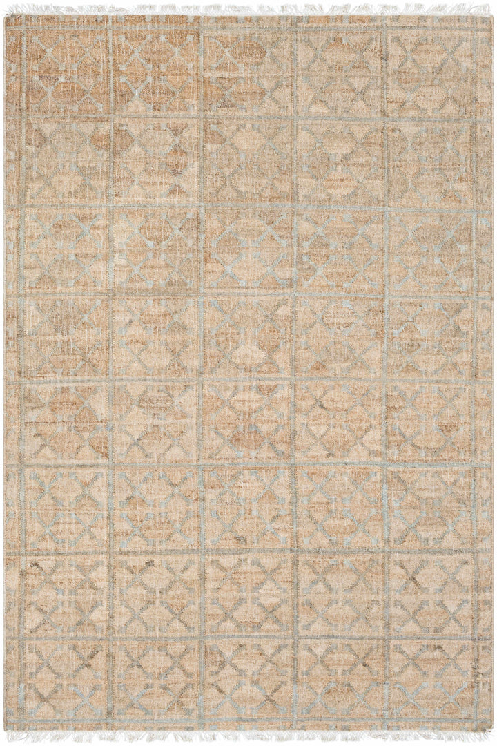 Rice Dusty Sage Fringed Jute Carpet