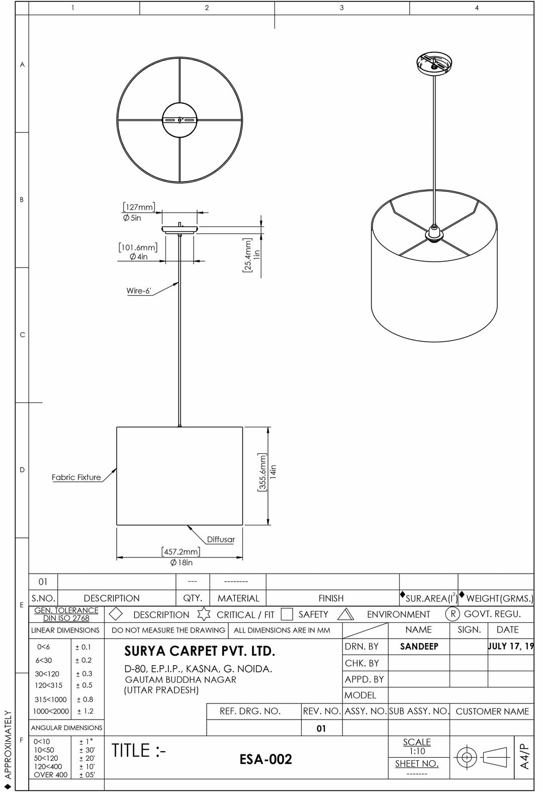 Portglenone Ceiling Light - Clearance