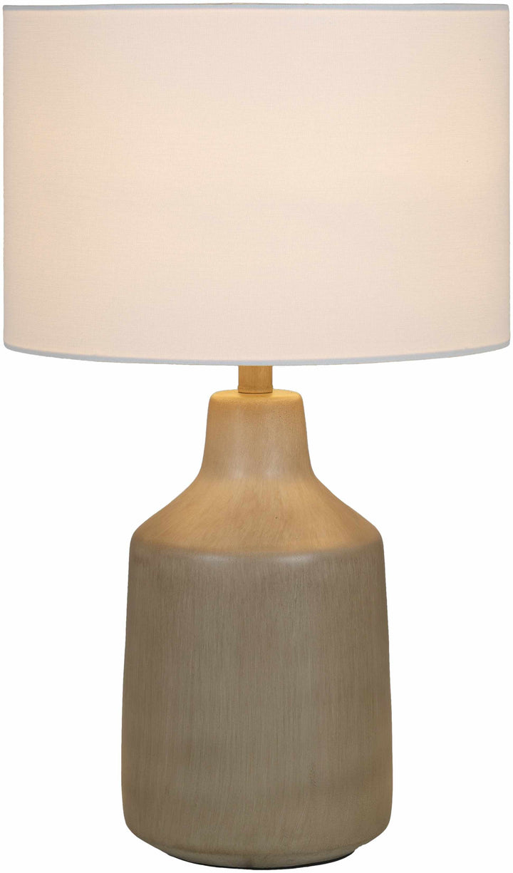 Table lamp with beige ceramic base and white shade on a white background

Quezon Beige Resin Table Lamp