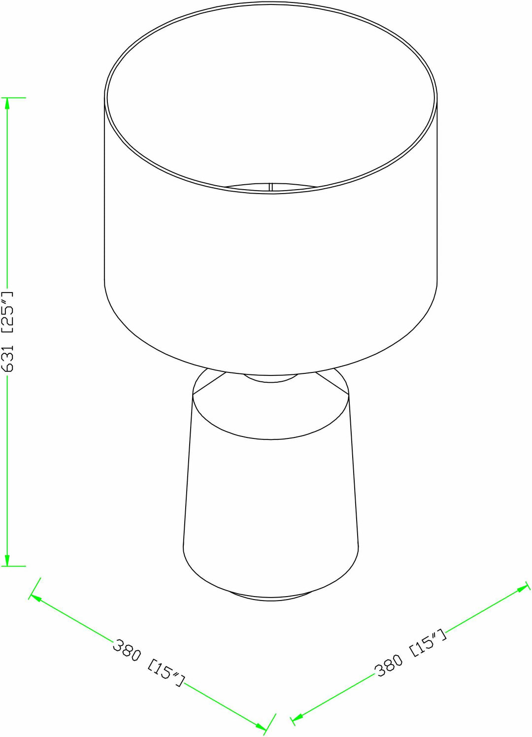 Technical drawing of a cylindrical object with dimensions

Quezon Beige Resin Table Lamp