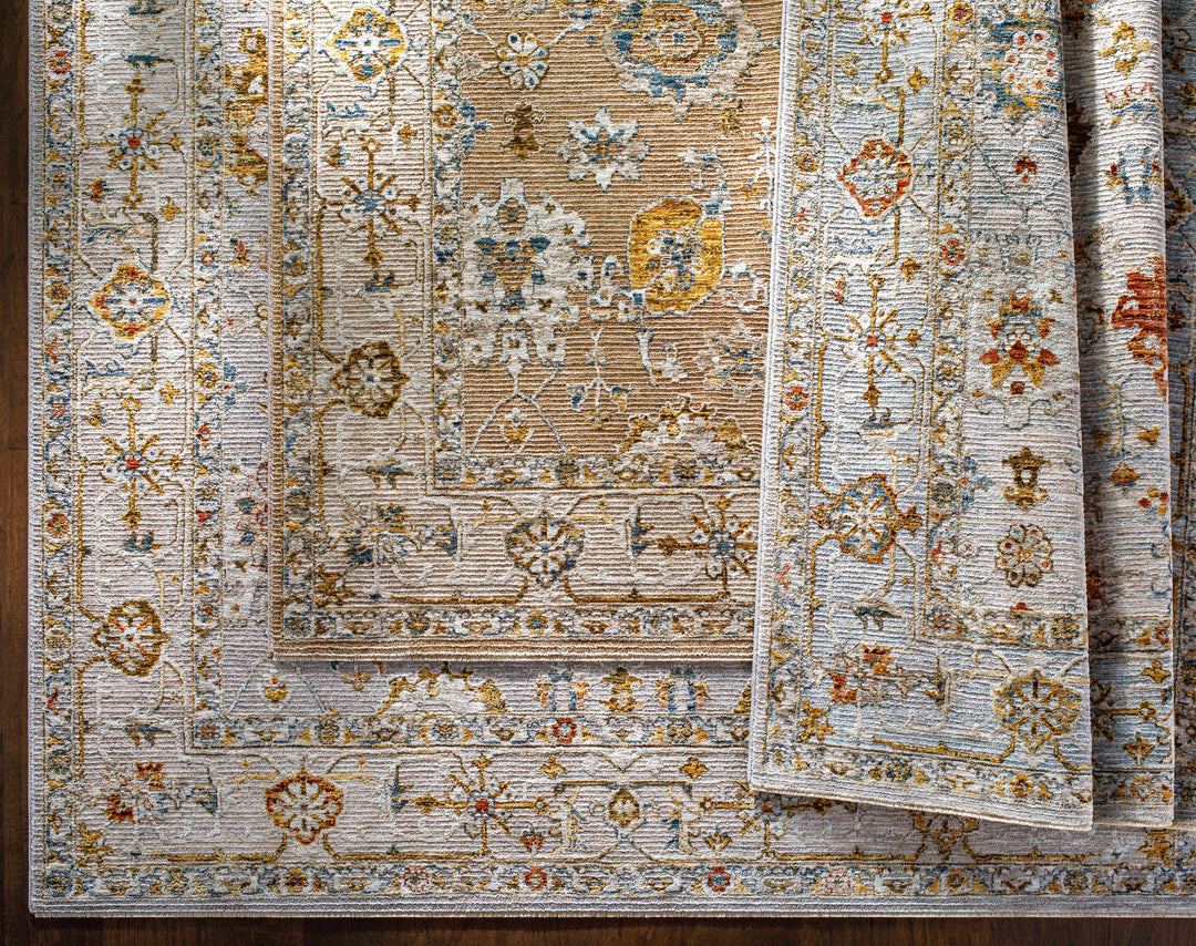 Decorative rug with intricate patterns on a wooden floor

Mogul Luxe Oushak Rug