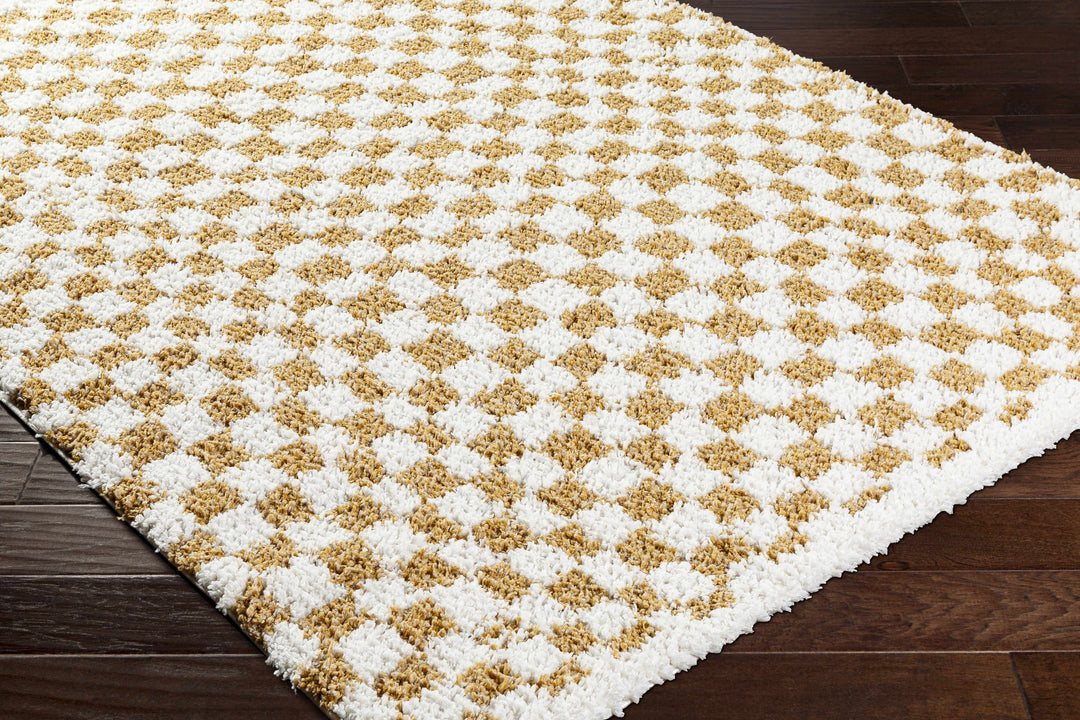 Kieu Mustard & Ivory Checkered Area Rug